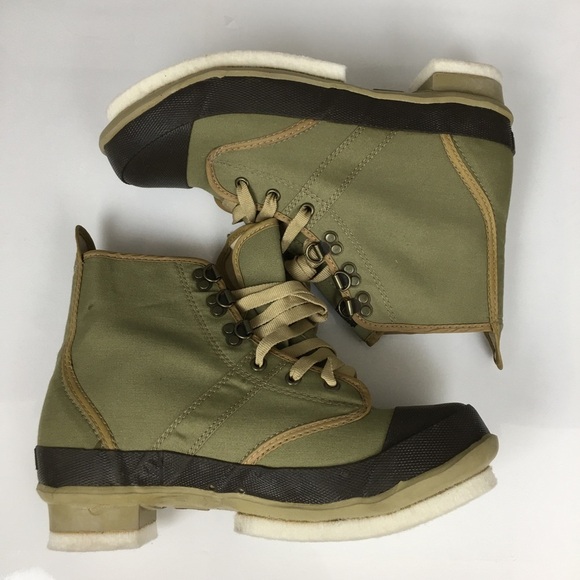 Hodgman Steel Shank Boots Men’s Green Brown New NWOT Canvas Fishing Boots Size 8 - Picture 10 of 11